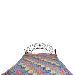 Exotic India Blue & Red Ethnic Motifs Printed Cotton 300 TC Queen Bedsheet-17