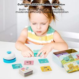 Kiddie Galaxia Face Changing Cube Building Blocks Puzzle, Wooden Face Expression Toy, Educational Face Matching Family Board Game (16 Wooden Puzzles and 72 Cards) (with Bell) image 5