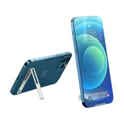 KolorFish Ultra Thin Mobile Phone Holder, Adjustable Angle Mini Alloy Kickstand Portable Phone Stand Foldable Horizontal/Vertical Desk Stand Holder (Silver) image 3