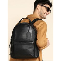Sassora Black Premium Leather Men's Daily Backpack (L)-picture-5