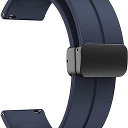 TECHONTO 22MM Silicone Strap with Folding Magnetic Lock Compatible with Samsung Galaxy Watch 3 45mm/ Galaxy Watch 46mm/Gear S3 Classic/Frontier Compatible All 22MM Watches(Only Strap)-Blue image 1
