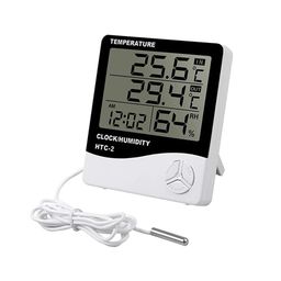 Dayanidhi Digital Temperature Humidity Indicator Clock | Indoor-Outdoor Temperature Indicator Suitable for Home Office Hospital | Wide Display with operating Button | Metal Temperature sensor image 1