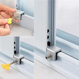 heshiv Sliding Window Locks Adjustable Security Window Lock Window Stoppers Aluminum with Key Childproof Safety Window Lock Clamps for Vertical Horizontal Slide Door Windows(4 Sets) image 5