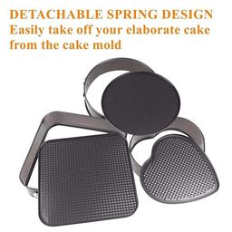 classic-hub 3 in 1 Teflon Coated Non-Sticky Cake Mould with Removable Base & Micro Wave Oven Safe | Square, Round and Heart Shape Making Tray - Set of 3, Black (10, 9, 8 Inches) image 3