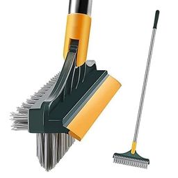 vyoox 3-in-1 Bathroom Cleaning Brush, 180° Rotating Head, Long Handle Floor Scrubber with Wiper image 1
