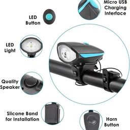 ABC AMOL BICYCLE COMPONENTS Rechargeable Cycle Front & Helmet Light and with Horn Waterproof Cycle Light image 2