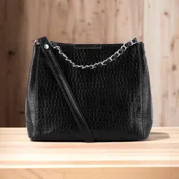 Toteteca Textured PU Small Structured Sling Bag With Chain Strap image 1