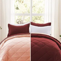 RF RELAXFEEL Red & Peach Heavy Winter 233 GSM Double Bed Quilt-image-47