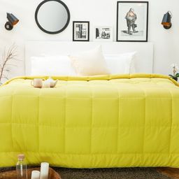 SPACES Silkysoy Yellow & White AC Room 90 GSM Double Bed Quilt-image-11