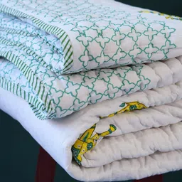 The Jaipur Wala Yellow & White Ethnic Motifs 120 GSM Single Bed Dohar-image-20