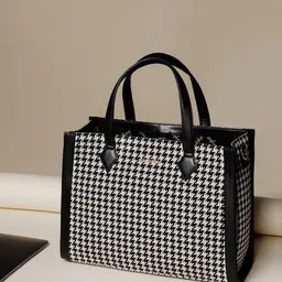 Berrylush Checked Structured Handheld Bag with Quilted image 1