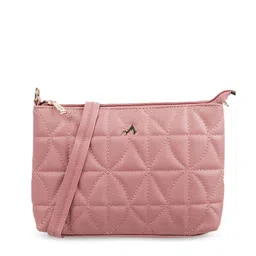Metro Peach-Coloured Structured Sling Bag with Quilted image 2