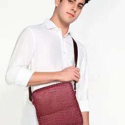 Sassora Textured Leather Structured Sling Bag with Quilted-29