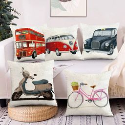 AEROHAVEN White & Red Set of 5 Quirky Velvet Square Cushion Covers-10