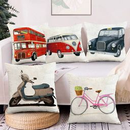 AEROHAVEN White & Brown Set of 5 16"X16" Quirky Velvet Square Cushion Covers-23