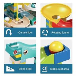 ANAYSHA IMPEX Sliding Block Marble Run Slide Track Building Blocks, Funnel Slide DIY Sets, Brain Development Variable Sliding Blocks Assembly Blocks Educational Toy for Kids (65 PCS Sliding Blocks) image 4