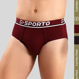 SPORTO Men Pack Of 2 Pure Cotton Mid-Rise Basic Briefs SP-SCBRI-XL-MULTI-2PC-picture-46