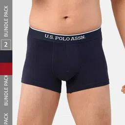 U.S. Polo Assn. Men Pack Of 2 Solid Pure Cotton Trunks ET004-NR3-P2-28