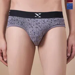Masch Sports Pack Of 3 Printed Antimicrobial Basic Briefs BRF-3-PRT-EI-GRY-ET-RED-BLU-image-99