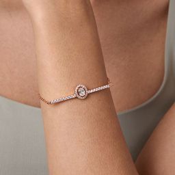 MINUTIAE Women Rose Gold & White Brass Crystals Handcrafted Rose Gold-Plated Link Bracelet-image-46