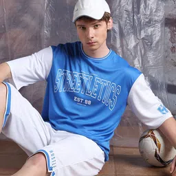 Hubberholme Men Streetletics Typography Printed Round Neck Relaxed Fit Mesh T-shirt-image-24