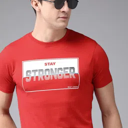 BEAT LONDON by PEPE JEANS Men Classic Red Typography Print Round Neck Slim Fit T-shirt-image-49