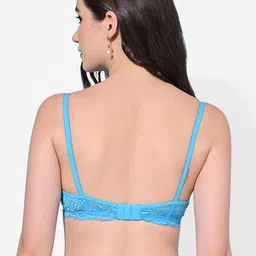 FIMS Blue & Pink Cotton Floral Dry Fit Lightly Padded Bra MTR_Printed_Pad_Bra_Blue_B image 2