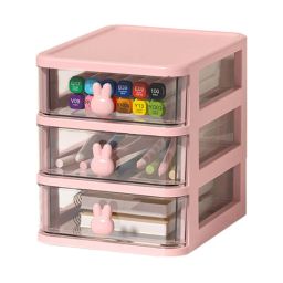 House of Quirk Pink 3 Tier Transparent Office Desktop Drawer Organizer-picture-22