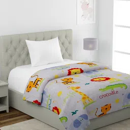 HOSTA HOMES Grey & Green Cartoon Characters Heavy Winter 210 GSM Single Bed Comforter-image-74