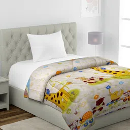 HOSTA HOMES White & Yellow Cartoon Characters Heavy Winter 210 GSM Single Bed Comforter-image-88