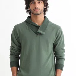 RARE RABBIT Men Denver Regular Fit Mock Collar Pullover Sweater-image-82