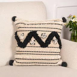 Art Avenue Cream-Coloured & Black Square Cushion Covers-image-89