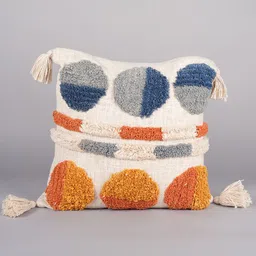 Art Avenue White & Orange Self Design Cotton Square Cushion Cover-3