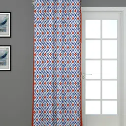 HOUZZCODE Blue & Red Black Printed Single Out Long Door Curtain-50
