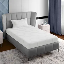 PETAL HOME White Geometric Jaquard 500 TC Single Bedsheet with 1 Pillow Covers-image-10