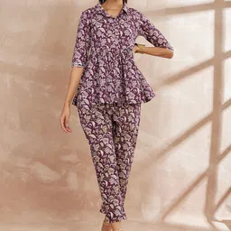 all about you Floral Printed Pure Cotton Tunic With Trouser-picture-35