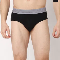 UnderJeans by Spykar Men Pack Of 2 Basic Briefs UJNTPBC001NAVYBLACKGREY-image-92