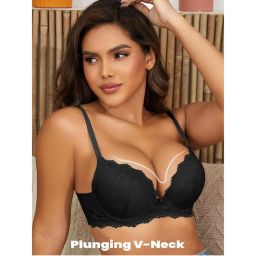 BRACHY Black Lace Underwired Heavily Padded Push-Up Bra-picture-37