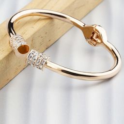 Designs By Jewels Galaxy Women Rose Gold & White Brass American Diamond Rose Gold-Plated Bangle-Style Bracelet-10