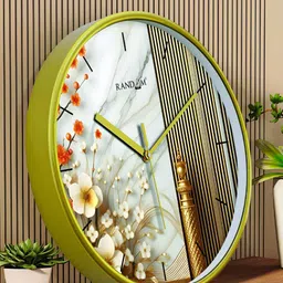 RANDOM Green & White Printed Contemporary Wall Clock-13