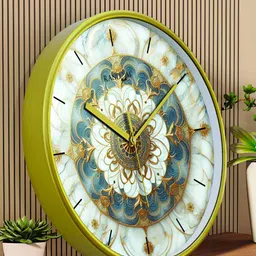 RANDOM Green & White Printed Round Shaped Contemporary Analogue Wall Clock-7
