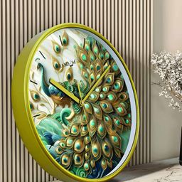 RANDOM Green & White Printed Round Shaped Contemporary Analogue Wall Clock-8