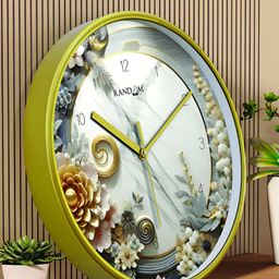 RANDOM Green & White Printed Contemporary Wall Clock-32