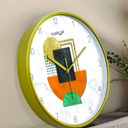 RANDOM Green & White Printed Round Shaped Contemporary Analogue Wall Clock-14