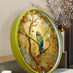 RANDOM Green & Blue Printed Round Shaped Contemporary Analogue Wall Clock-12