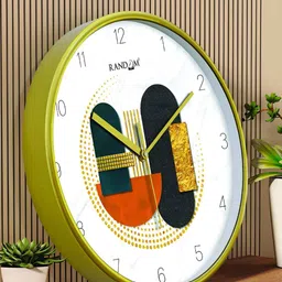 RANDOM Green & White Printed Contemporary Wall Clock-11