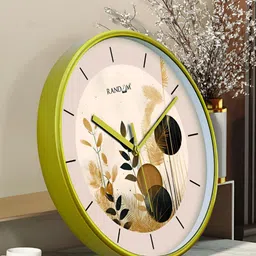 RANDOM Green & White Printed Round Shaped Contemporary Analogue Wall Clock-13