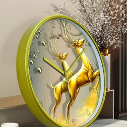 RANDOM Green & Gold-Toned Printed Contemporary Wall Clock-image-83
