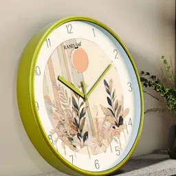 RANDOM Green & White Printed Round Shaped Contemporary Analogue Wall Clock-10