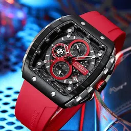Curren Men Brass Embellished Dial & Wrap Around Straps Analogue Watch CR-8442-Black Red-24